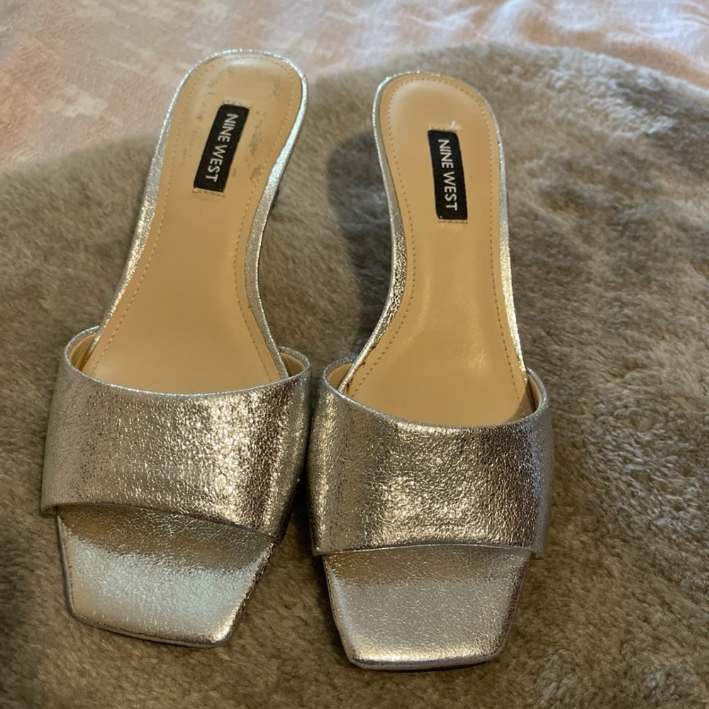 Nine West Metallic Silver Heels